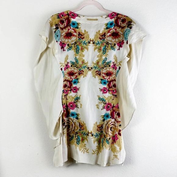 Yoana Baraschi Anthropologie Floral Draping Front Silk Blend Tunic Top size XS - Picture 2 of 10